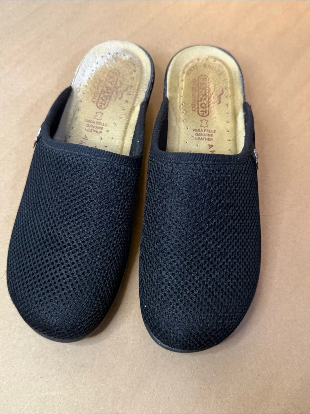 Vera Pelle Fly Flot Black Mesh Slip-On Loafers Mules